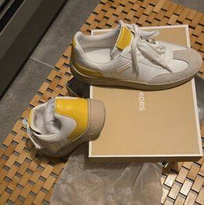 Michael Kors Women's White and Yellow Sneakers ( Worn Once)
